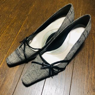 【美品】黒チェック　ハイヒール　パンプス(ハイヒール/パンプス)