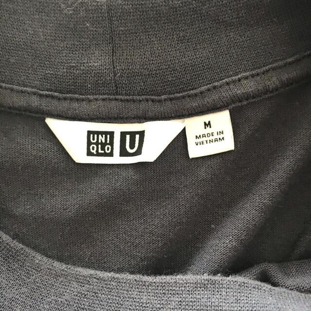 UNIQLO(ユニクロ)のオーバーサイズ ハイネック ロング丈 五分丈Tシャツ ワンピ レディースのトップス(Tシャツ(半袖/袖なし))の商品写真