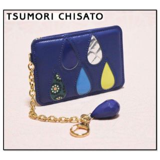 ツモリチサト(TSUMORI CHISATO)の新品タグ付き【ツモリチサト】本革 しずく柄 ドロップ チェーン付き定期入れ(名刺入れ/定期入れ)