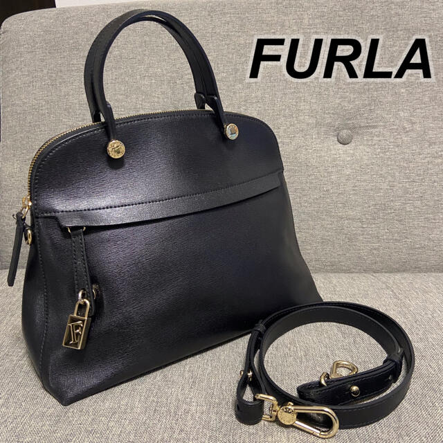 【ほぼ新品】 FURLA フルラ パイパー Mサイズ 2way ブラック