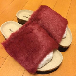 ダブルクローゼット(w closet)のファーサンダル 厚底 ボルドービリケン(サンダル)