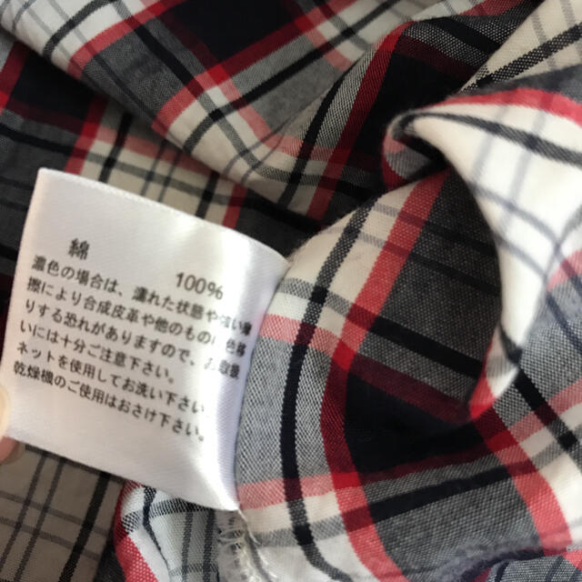 Lサイズ　フリル袖　チェック柄トップス ブラウス　綿100 コットン レディースのトップス(シャツ/ブラウス(半袖/袖なし))の商品写真