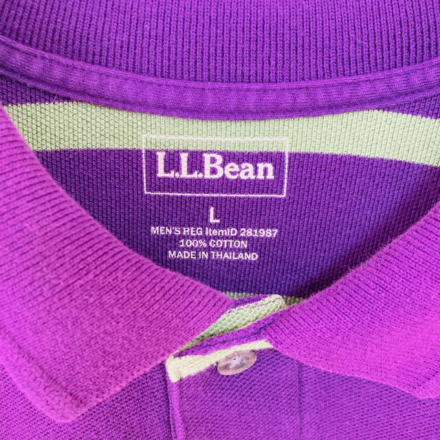 188 L.L.Beanボーダーポロシャツ　ビックサイズ　パープル