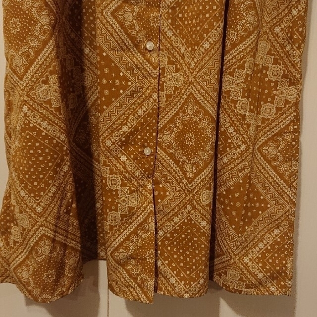 GU(ジーユー)のバンダナプリントワンピース(7分袖)Q brown レディースのワンピース(ロングワンピース/マキシワンピース)の商品写真