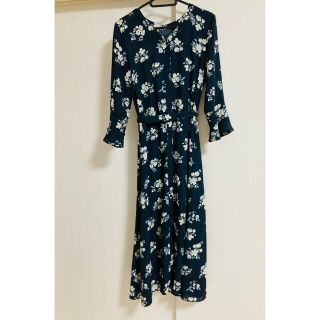 SALE☆ネイビー花柄 ワンピース(ロングワンピース/マキシワンピース)