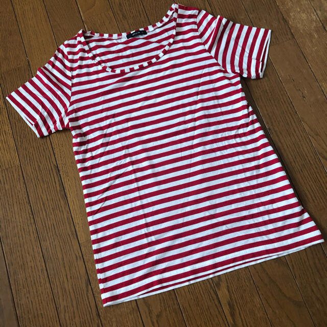 COMME CA ISM(コムサイズム)のコムサイズム　赤ボーダーTシャツ レディースのトップス(Tシャツ(半袖/袖なし))の商品写真
