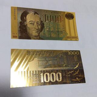 ゴールドお札２枚セットフィンランド1000マルッカFINLAND MARKKAA(その他)