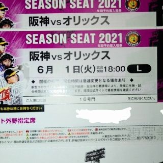 ハンシンタイガース(阪神タイガース)のひろ虎様専用 6月1日(火曜日)阪神VSオリックス  甲子園球場(野球)