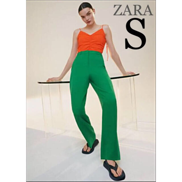 【新品未使用】ZARA マスキュリン ワイドレッグ パンツ ハイウエスト S レディースのパンツ(カジュアルパンツ)の商品写真