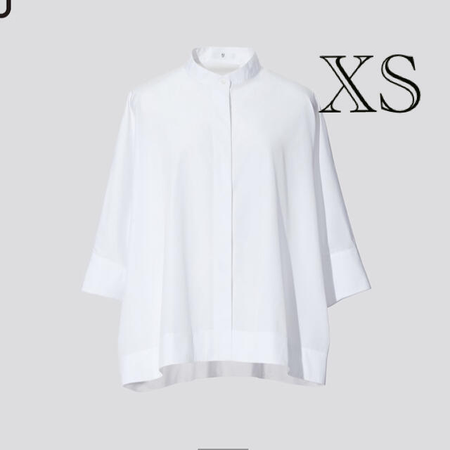 UNIQLO(ユニクロ)のユニクロ+J  スーピマコットンドルマンスリーブシャツ　XS ホワイト レディースのトップス(シャツ/ブラウス(長袖/七分))の商品写真