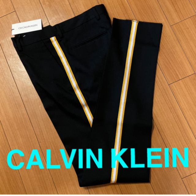 ck Calvin Klein(シーケーカルバンクライン)の新品タグ付き［カルバンクライン］ウールサイドラインパンツ 32 ブラック  メンズのパンツ(スラックス)の商品写真