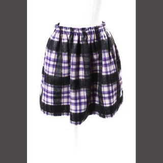 ミュウミュウ(miumiu)のミュウミュウ miumiu 16AW スカート チェック柄 ミニ フレア ウール(ひざ丈スカート)