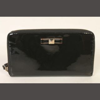 フルラ(Furla)のフルラ FURLA 長財布 リボン パテント ラウンドジップ エナメル 黒 ブラ(財布)