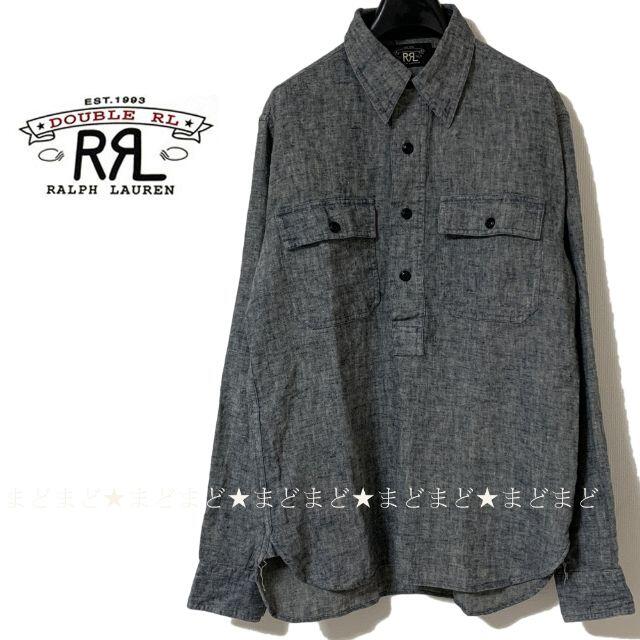 美品 RRL リネン ポップオーバー チンストラップ付き ワークシャツ S素材