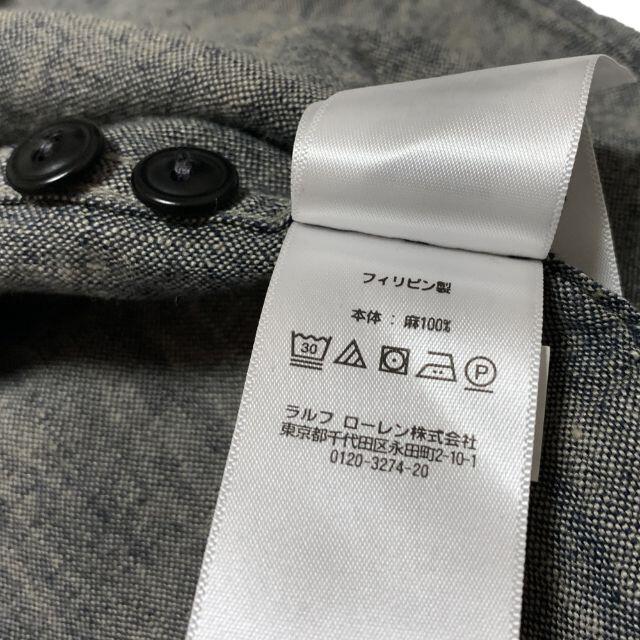 美品 RRL リネン ポップオーバー チンストラップ付き ワークシャツ S