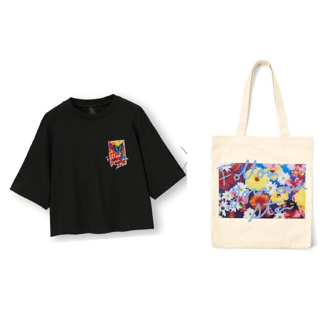 GU(ジーユー)の即発可！GU × M 蜷川実花コラボ商品 グラフィックTシャツ&トートバッグ レディースのトップス(Tシャツ(半袖/袖なし))の商品写真