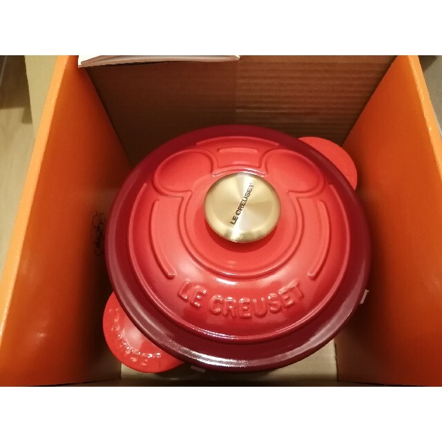 【新品】ココット・エブリィ１８ゴールドつまみ レッド ミッキー ル・クルーゼLeCreuset