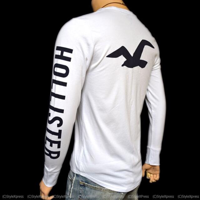 Hollister(ホリスター)の新品 ホリスター 白 S 背中カモメ 袖ロゴ ロンT アバクロ メンズのトップス(Tシャツ/カットソー(七分/長袖))の商品写真