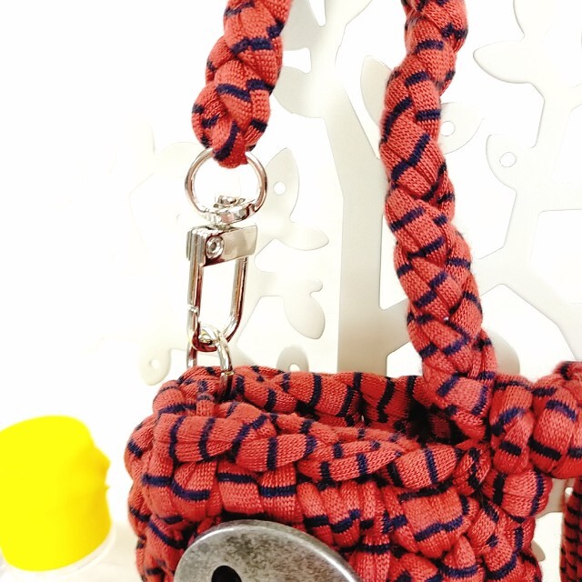 お出かけに連れて行って★ニコちゃん手ピカジェルホルダー☆ブラウン×ボーダー ハンドメイドのファッション小物(バッグチャーム)の商品写真