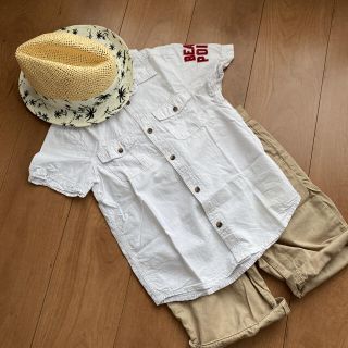 エイチアンドエム(H&M)の半袖シャツ☆130㎝ H&M ストライプシャツ(ブラウス)