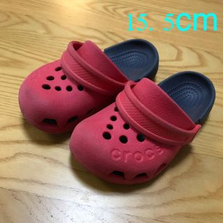 クロックス(crocs)のクロックス　キッズ　サンダル　赤&黒　size15.5cm(サンダル)