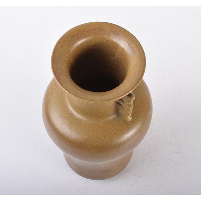 中国　蕎麦釉　茶葉末釉　双耳瓶　C　R3569エンタメ/ホビー