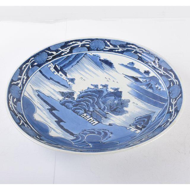 伊万里焼　古伊万里　山水文大皿　飾皿　直径40cm  V　R3581C陶芸