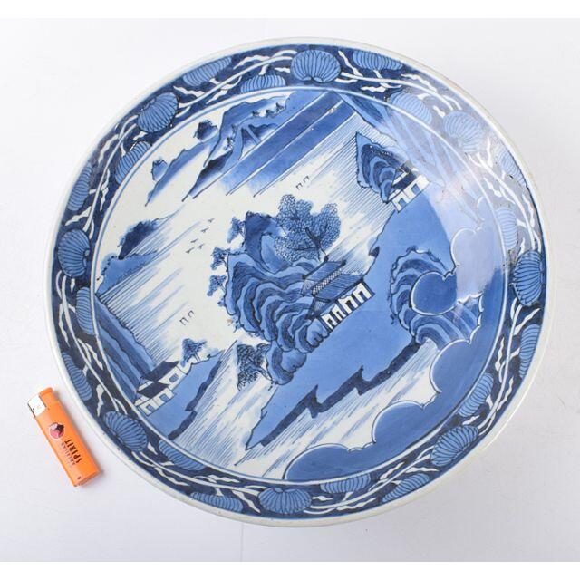 伊万里焼　古伊万里　山水文大皿　飾皿　直径40cm  V　R3581C陶芸