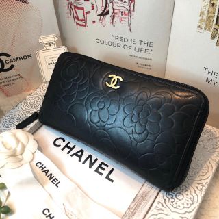 シャネル(CHANEL)の【美品★】シャネル　ラウンドジップ　カメリア　ココマーク　長財布(財布)