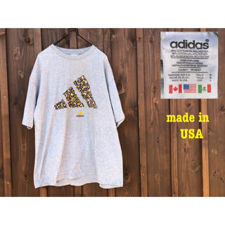 アディダス(adidas)のUSA製　90's  アディダス　パフォーマンスロゴ　tシャツ  グレー(Tシャツ/カットソー(半袖/袖なし))