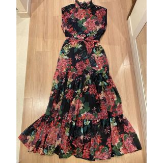 アメリヴィンテージ(Ameri VINTAGE)の美品　ameri 花柄　ロングワンピース　ボタニカル　アメリヴィンテージ(ロングワンピース/マキシワンピース)