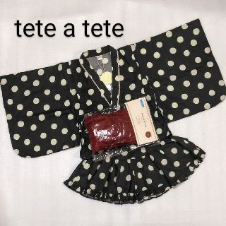 フタフタ(futafuta)の新品未使用！tete a teteテータテート*浴衣ドレス+帯*120cm(甚平/浴衣)