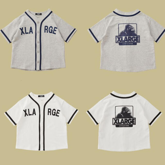 XLARGE(エクストララージ)のグレー 130cm 未使用品 XLARGE KIDS ベースボールシャツ キッズ/ベビー/マタニティのキッズ服男の子用(90cm~)(Tシャツ/カットソー)の商品写真