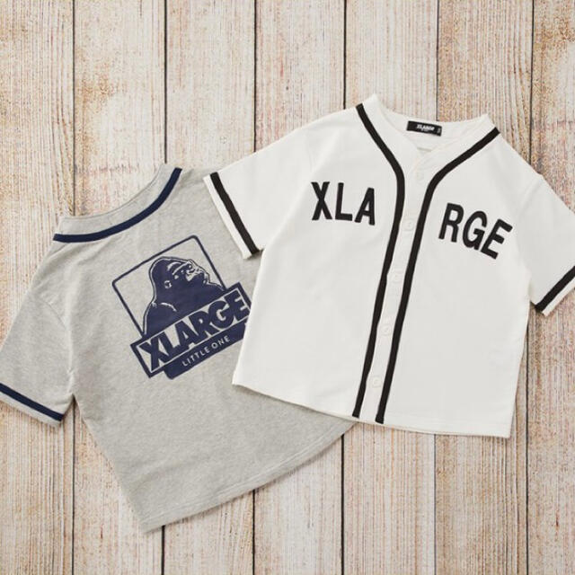 XLARGE(エクストララージ)のグレー 130cm 未使用品 XLARGE KIDS ベースボールシャツ キッズ/ベビー/マタニティのキッズ服男の子用(90cm~)(Tシャツ/カットソー)の商品写真