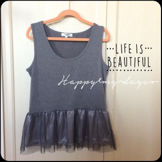 ナチュラルビューティーベーシック(NATURAL BEAUTY BASIC)のナチュラルビューティー♡チュールタンクトップ(Tシャツ(半袖/袖なし))