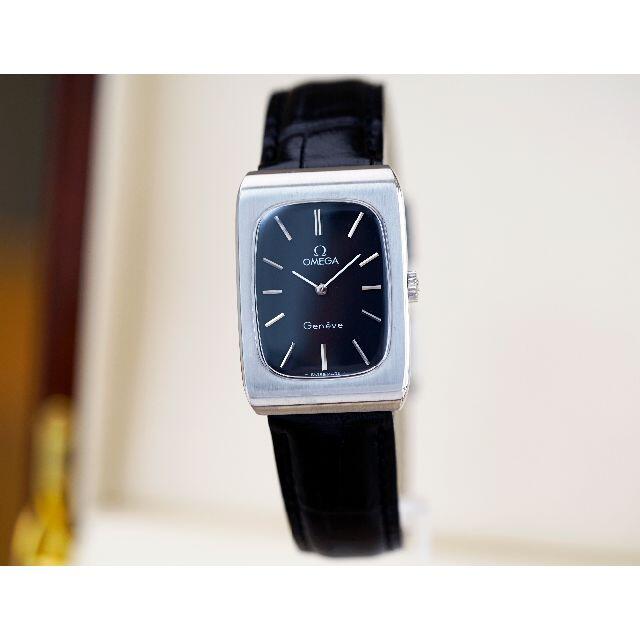 OMEGA(オメガ)の美品 オメガ ジュネーブ オーバル シルバー ブラック 手巻き メンズ  メンズの時計(腕時計(アナログ))の商品写真