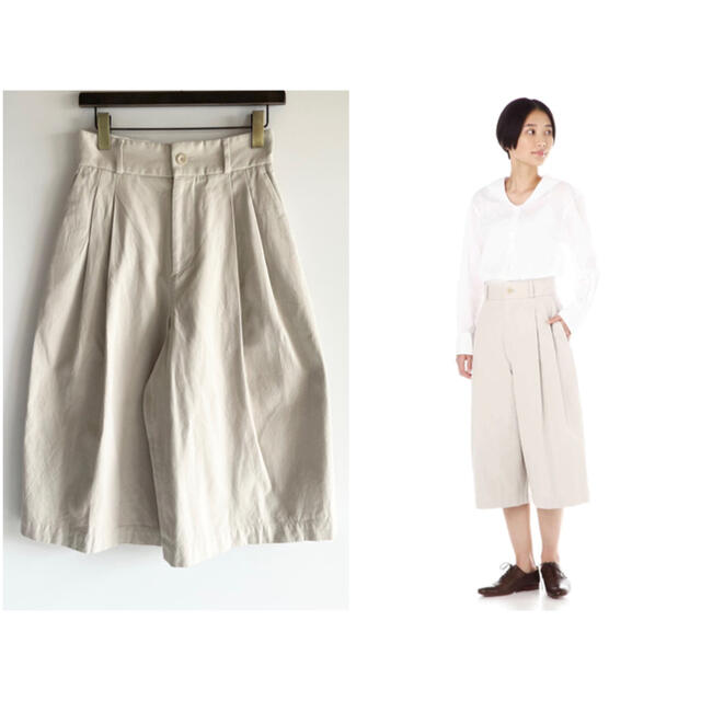 美品 19SS マーガレットハウエル コットンタックワイドキュロット サイズ1