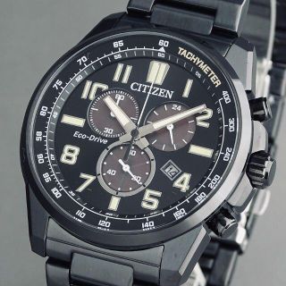 シチズン(CITIZEN)の【新品即納】シチズン 高級 メンズ腕時計 44mm ブラックダイヤル 黒 防水(腕時計(アナログ))