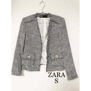 ザラ(ZARA)のZARA★ツイードジャケット、ビジネスカジュアル♪(ノーカラージャケット)