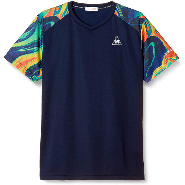 le coq sportif(ルコックスポルティフ)のルコックスポルティフ テニスウェア 半袖TシャツQTMQJA02紺 メンズL新品 スポーツ/アウトドアのテニス(ウェア)の商品写真