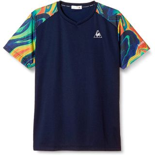 ルコックスポルティフ(le coq sportif)のルコックスポルティフ テニスウェア 半袖TシャツQTMQJA02紺 メンズL新品(ウェア)