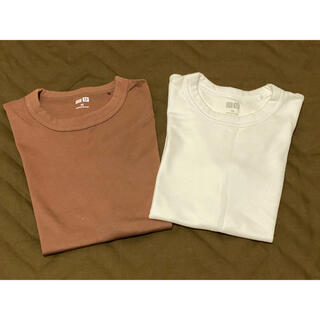 ユニクロ(UNIQLO)のUNIQLO Tシャツ（白•茶）(Tシャツ(半袖/袖なし))