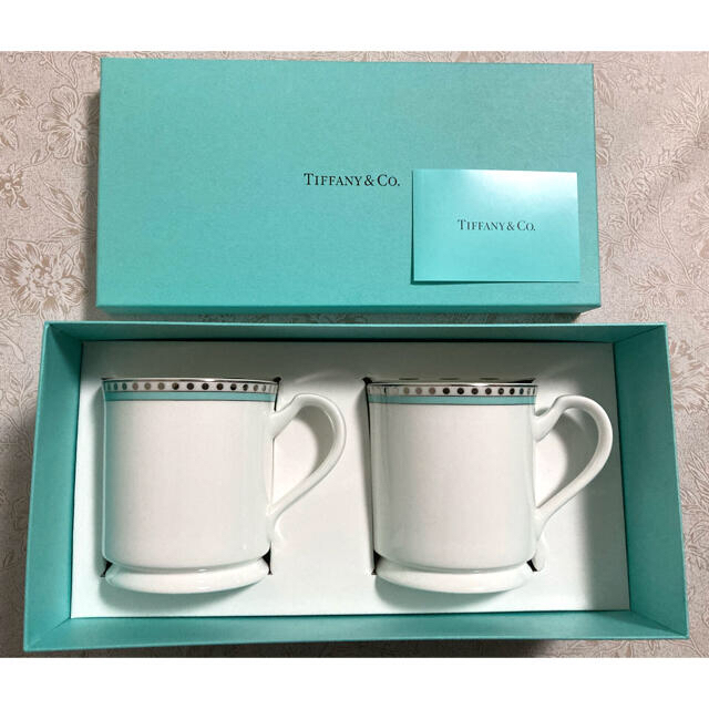 Tiffany プラチナブルーバンド マグカップ ペア