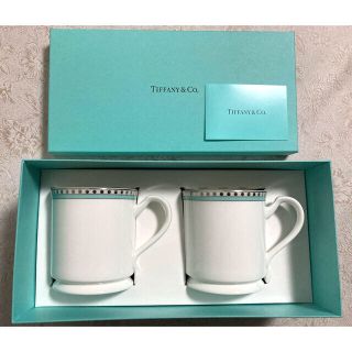 ティファニー(Tiffany & Co.)のティファニー ペアマグカップ プラチナブルーバンド(グラス/カップ)