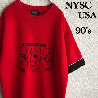 90s NYSC USA 刺繍　メッシュ生地　半袖　Tシャツ　90's 古着　M(Tシャツ/カットソー(半袖/袖なし))