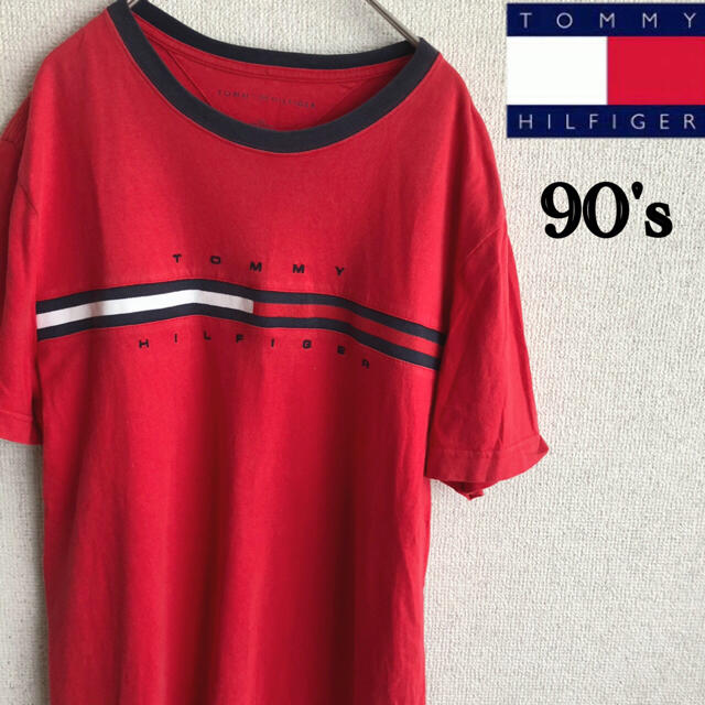 TOMMY HILFIGER(トミーヒルフィガー)の90s TOMMY HILFIGER ビッグロゴ　半袖　リンガー　Tシャツ　L メンズのトップス(Tシャツ/カットソー(半袖/袖なし))の商品写真