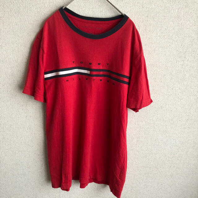 TOMMY HILFIGER(トミーヒルフィガー)の90s TOMMY HILFIGER ビッグロゴ　半袖　リンガー　Tシャツ　L メンズのトップス(Tシャツ/カットソー(半袖/袖なし))の商品写真