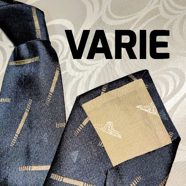 VARIE ヴァリエ 棒柄 スティック バー ブルー シルク 100% メンズのファッション小物(ネクタイ)の商品写真