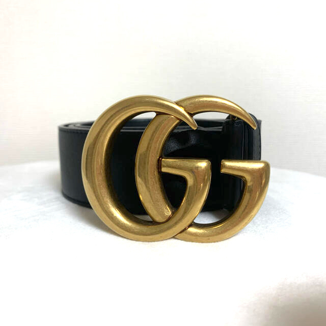 最終値下げ】 GUCCI レザーベルト(ダブルG バックル)メンズ 90cm