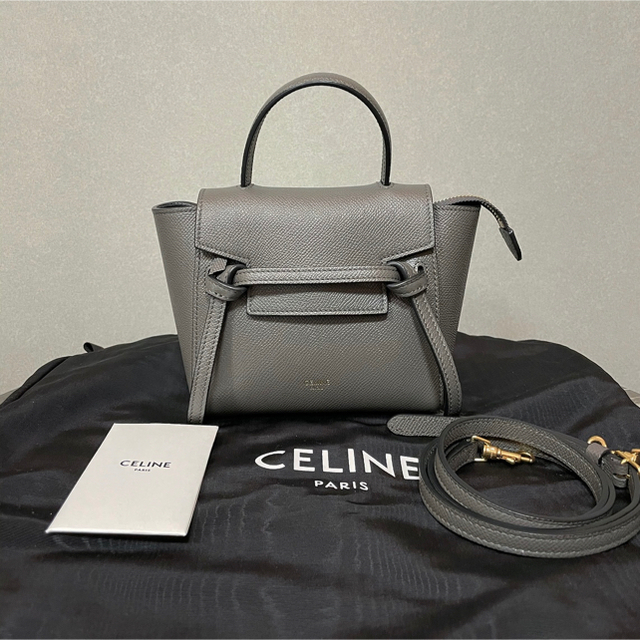 celine(セリーヌ)のりぼん様専用　　セリーヌ　CELINE ピコベルトバッグ　グレー レディースのバッグ(ショルダーバッグ)の商品写真